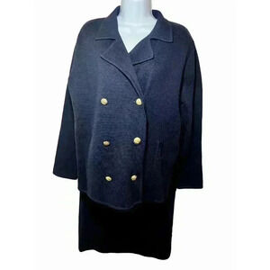Lauren Ralph Lauren 100% Merino Wool Navy Skirt Suit | Size M | Vintage Luxe